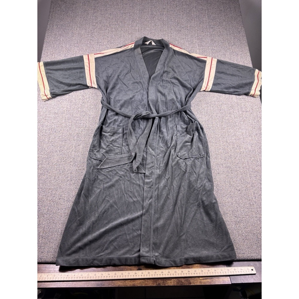 Christian Dior Monsieur Velour Robe Gray Striped Sleeves Loungewear OS